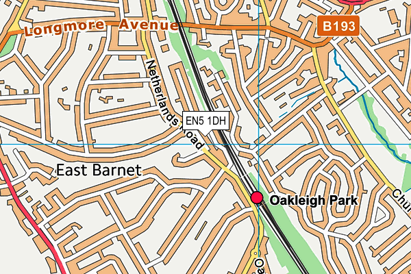 EN5 1DH map - OS VectorMap District (Ordnance Survey)