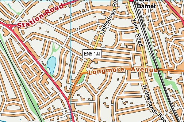 EN5 1JJ map - OS VectorMap District (Ordnance Survey)