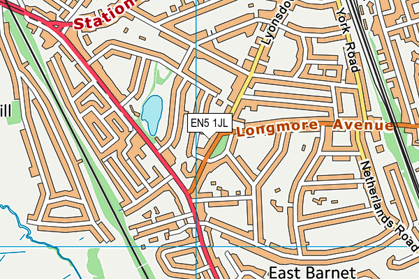 EN5 1JL map - OS VectorMap District (Ordnance Survey)