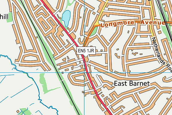 EN5 1JR map - OS VectorMap District (Ordnance Survey) EN5 1JR map - OS VectorMap District (Ordnance Survey)