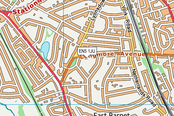 EN5 1JU map - OS VectorMap District (Ordnance Survey)