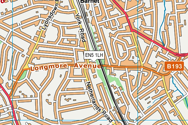 EN5 1LH map - OS VectorMap District (Ordnance Survey) EN5 1LH map - OS VectorMap District (Ordnance Survey)
