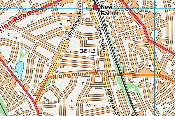EN5 1LZ map - OS VectorMap District (Ordnance Survey) EN5 1LZ map - OS VectorMap District (Ordnance Survey)