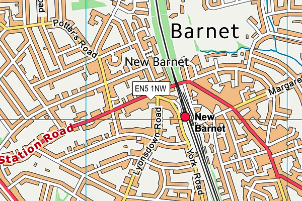 EN5 1NW map - OS VectorMap District (Ordnance Survey)