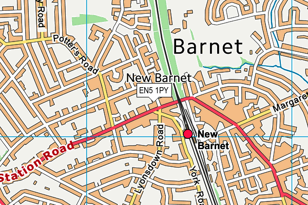 EN5 1PY map - OS VectorMap District (Ordnance Survey) EN5 1PY map - OS VectorMap District (Ordnance Survey)