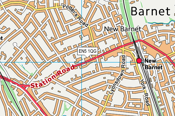 EN5 1QG map - OS VectorMap District (Ordnance Survey) EN5 1QG map - OS VectorMap District (Ordnance Survey)