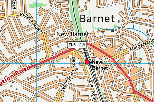 EN5 1QW map - OS VectorMap District (Ordnance Survey) EN5 1QW map - OS VectorMap District (Ordnance Survey)
