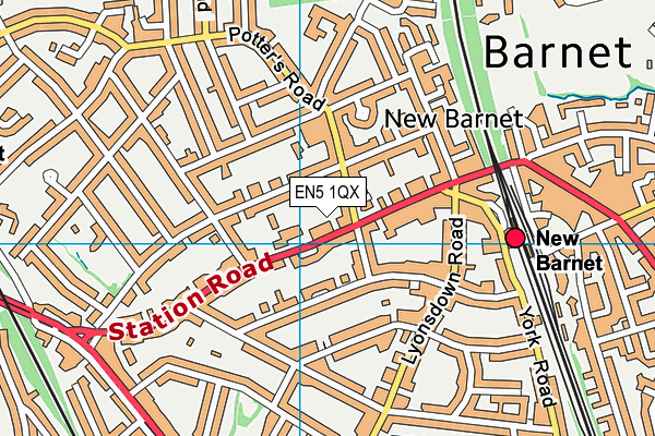 EN5 1QX map - OS VectorMap District (Ordnance Survey) EN5 1QX map - OS VectorMap District (Ordnance Survey)