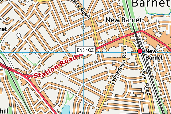 EN5 1QZ map - OS VectorMap District (Ordnance Survey)
