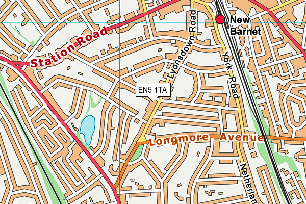 EN5 1TA map - OS VectorMap District (Ordnance Survey)