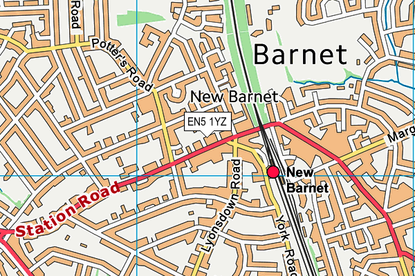 EN5 1YZ map - OS VectorMap District (Ordnance Survey) EN5 1YZ map - OS VectorMap District (Ordnance Survey)