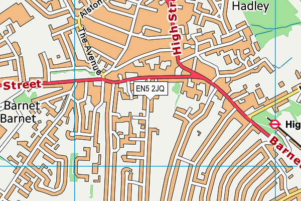 EN5 2JQ map - OS VectorMap District (Ordnance Survey) EN5 2JQ map - OS VectorMap District (Ordnance Survey)