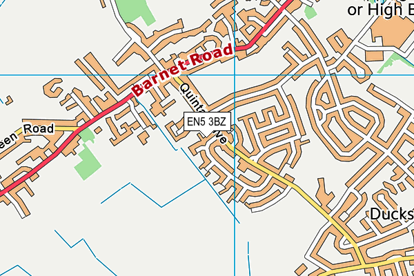 EN5 3BZ map - OS VectorMap District (Ordnance Survey) EN5 3BZ map - OS VectorMap District (Ordnance Survey)