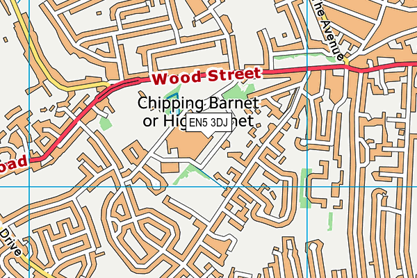 EN5 3DJ map - OS VectorMap District (Ordnance Survey) EN5 3DJ map - OS VectorMap District (Ordnance Survey)