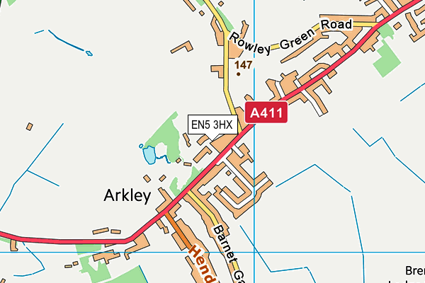 EN5 3HX map - OS VectorMap District (Ordnance Survey)
