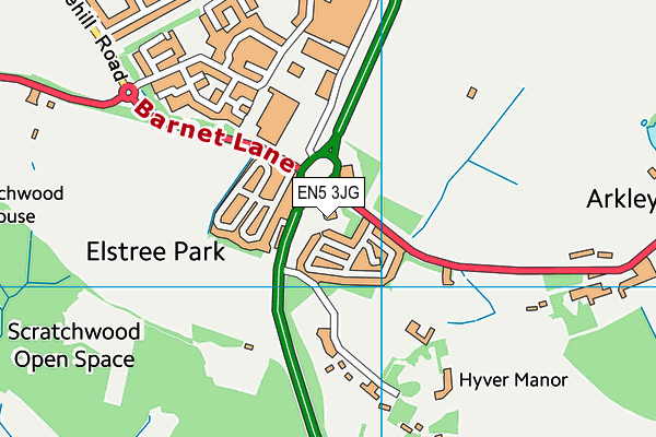 EN5 3JG map - OS VectorMap District (Ordnance Survey) EN5 3JG map - OS VectorMap District (Ordnance Survey)