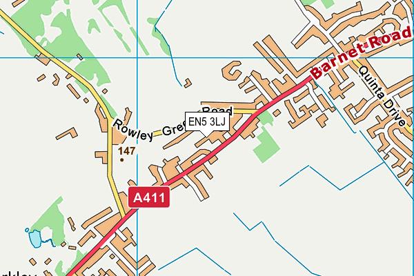 EN5 3LJ map - OS VectorMap District (Ordnance Survey) EN5 3LJ map - OS VectorMap District (Ordnance Survey)