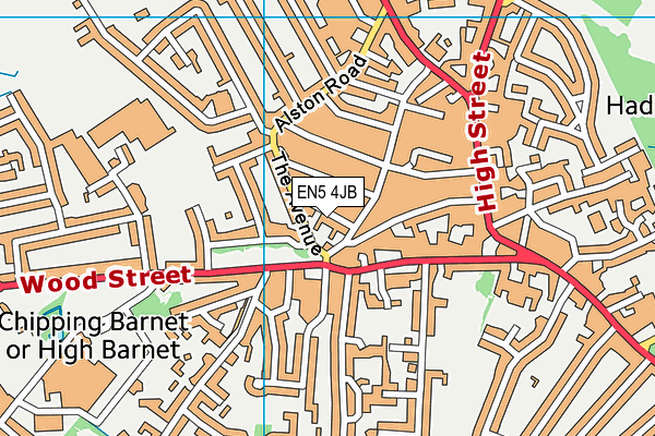 EN5 4JB map - OS VectorMap District (Ordnance Survey) EN5 4JB map - OS VectorMap District (Ordnance Survey)