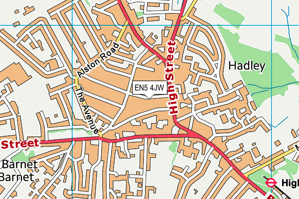 EN5 4JW map - OS VectorMap District (Ordnance Survey) EN5 4JW map - OS VectorMap District (Ordnance Survey)