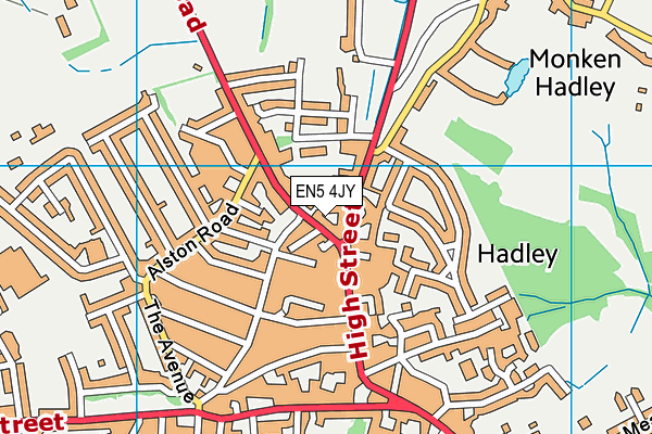 EN5 4JY map - OS VectorMap District (Ordnance Survey) EN5 4JY map - OS VectorMap District (Ordnance Survey)