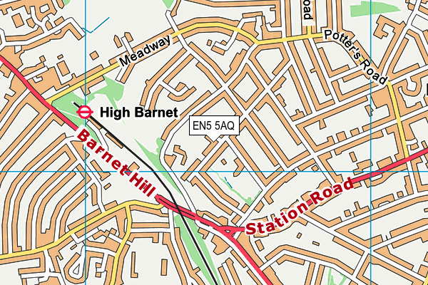 EN5 5AQ map - OS VectorMap District (Ordnance Survey) EN5 5AQ map - OS VectorMap District (Ordnance Survey)