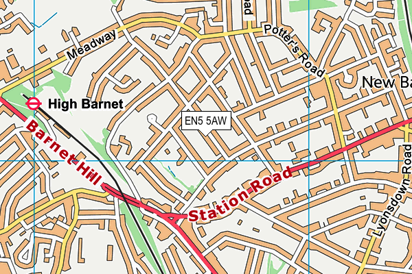 EN5 5AW map - OS VectorMap District (Ordnance Survey) EN5 5AW map - OS VectorMap District (Ordnance Survey)