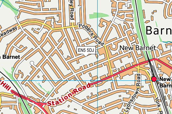 EN5 5DJ map - OS VectorMap District (Ordnance Survey) EN5 5DJ map - OS VectorMap District (Ordnance Survey)