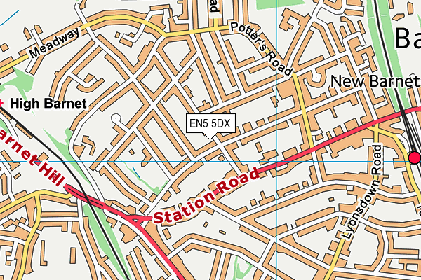 EN5 5DX map - OS VectorMap District (Ordnance Survey)