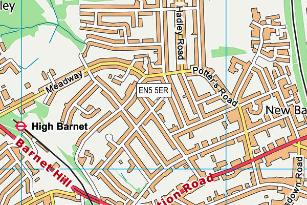 EN5 5ER map - OS VectorMap District (Ordnance Survey) EN5 5ER map - OS VectorMap District (Ordnance Survey)