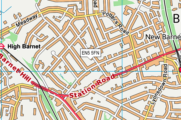 EN5 5FN map - OS VectorMap District (Ordnance Survey)