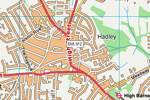 EN5 5FZ map - OS VectorMap District (Ordnance Survey) EN5 5FZ map - OS VectorMap District (Ordnance Survey)