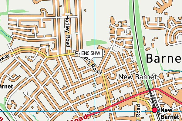 EN5 5HW map - OS VectorMap District (Ordnance Survey) EN5 5HW map - OS VectorMap District (Ordnance Survey)