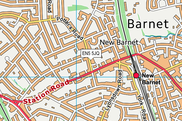 EN5 5JQ map - OS VectorMap District (Ordnance Survey)