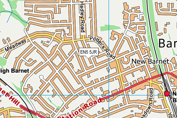 EN5 5JR map - OS VectorMap District (Ordnance Survey) EN5 5JR map - OS VectorMap District (Ordnance Survey)