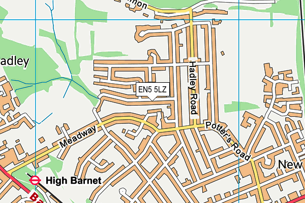 EN5 5LZ map - OS VectorMap District (Ordnance Survey) EN5 5LZ map - OS VectorMap District (Ordnance Survey)