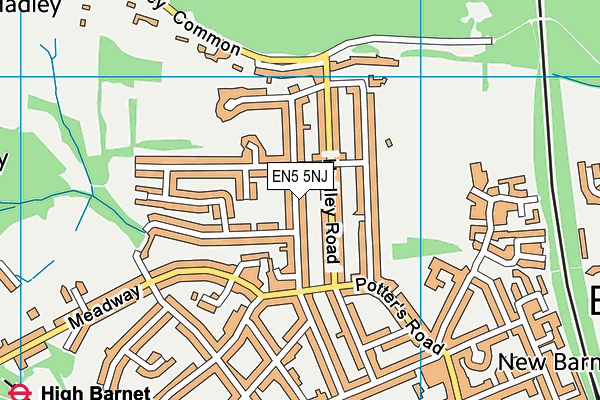 EN5 5NJ map - OS VectorMap District (Ordnance Survey) EN5 5NJ map - OS VectorMap District (Ordnance Survey)