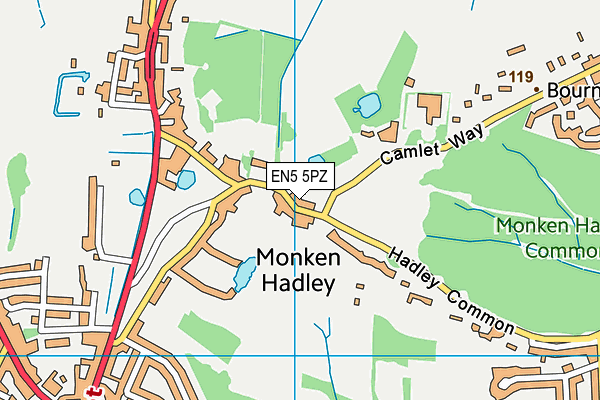 EN5 5PZ map - OS VectorMap District (Ordnance Survey) EN5 5PZ map - OS VectorMap District (Ordnance Survey)