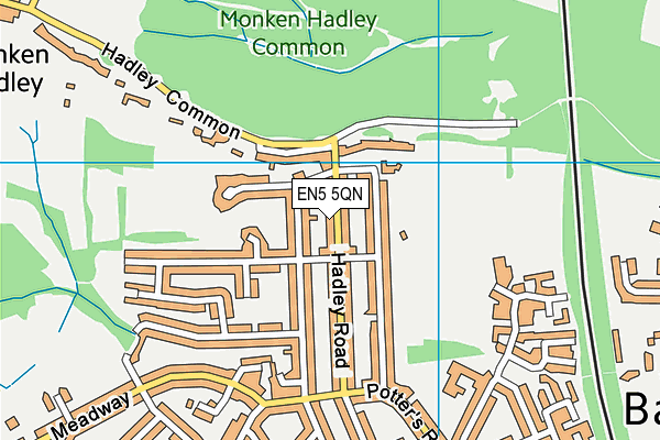 EN5 5QN map - OS VectorMap District (Ordnance Survey) EN5 5QN map - OS VectorMap District (Ordnance Survey)