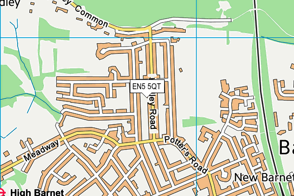 EN5 5QT map - OS VectorMap District (Ordnance Survey) EN5 5QT map - OS VectorMap District (Ordnance Survey)
