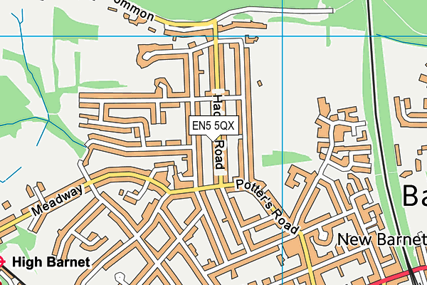 EN5 5QX map - OS VectorMap District (Ordnance Survey) EN5 5QX map - OS VectorMap District (Ordnance Survey)