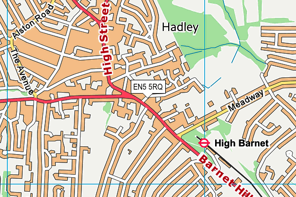EN5 5RQ map - OS VectorMap District (Ordnance Survey)