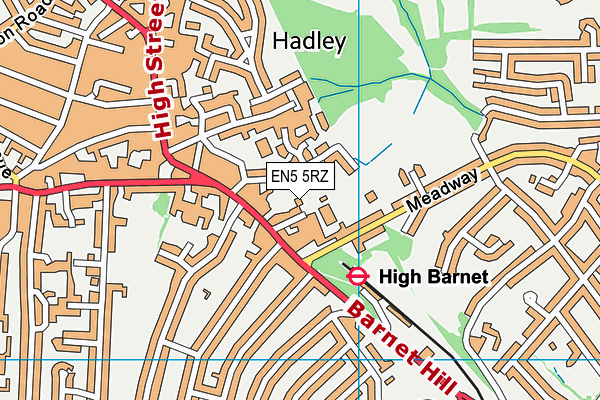 EN5 5RZ map - OS VectorMap District (Ordnance Survey)