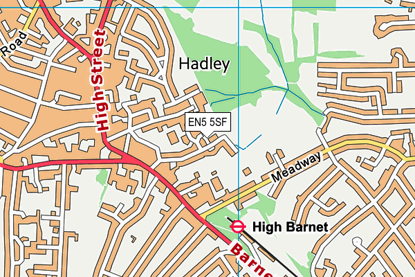 EN5 5SF map - OS VectorMap District (Ordnance Survey)