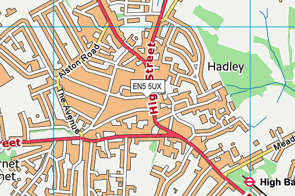 EN5 5UX map - OS VectorMap District (Ordnance Survey) EN5 5UX map - OS VectorMap District (Ordnance Survey)