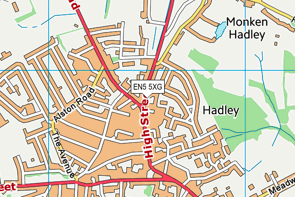 EN5 5XG map - OS VectorMap District (Ordnance Survey)