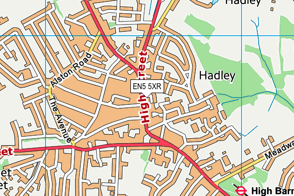 EN5 5XR map - OS VectorMap District (Ordnance Survey)