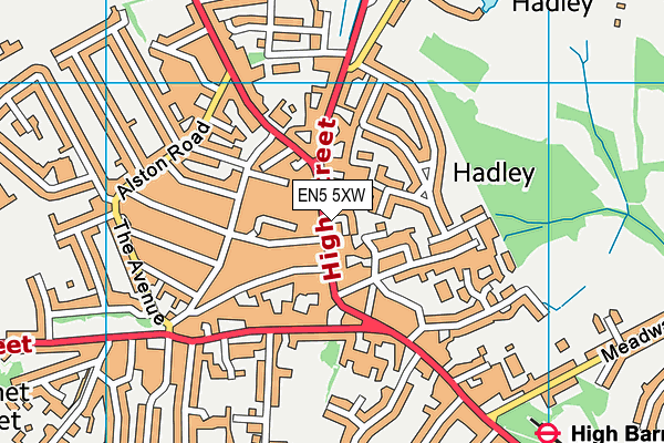 EN5 5XW map - OS VectorMap District (Ordnance Survey) EN5 5XW map - OS VectorMap District (Ordnance Survey)