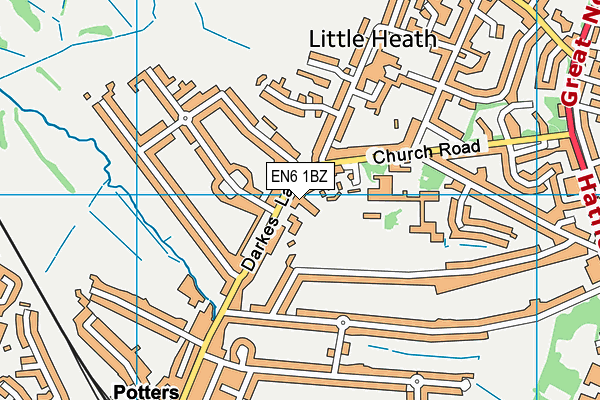 EN6 1BZ map - OS VectorMap District (Ordnance Survey) EN6 1BZ map - OS VectorMap District (Ordnance Survey)