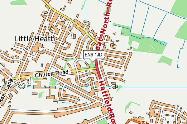 EN6 1JD map - OS VectorMap District (Ordnance Survey) EN6 1JD map - OS VectorMap District (Ordnance Survey)