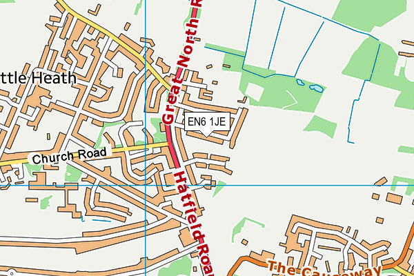 EN6 1JE map - OS VectorMap District (Ordnance Survey) EN6 1JE map - OS VectorMap District (Ordnance Survey)
